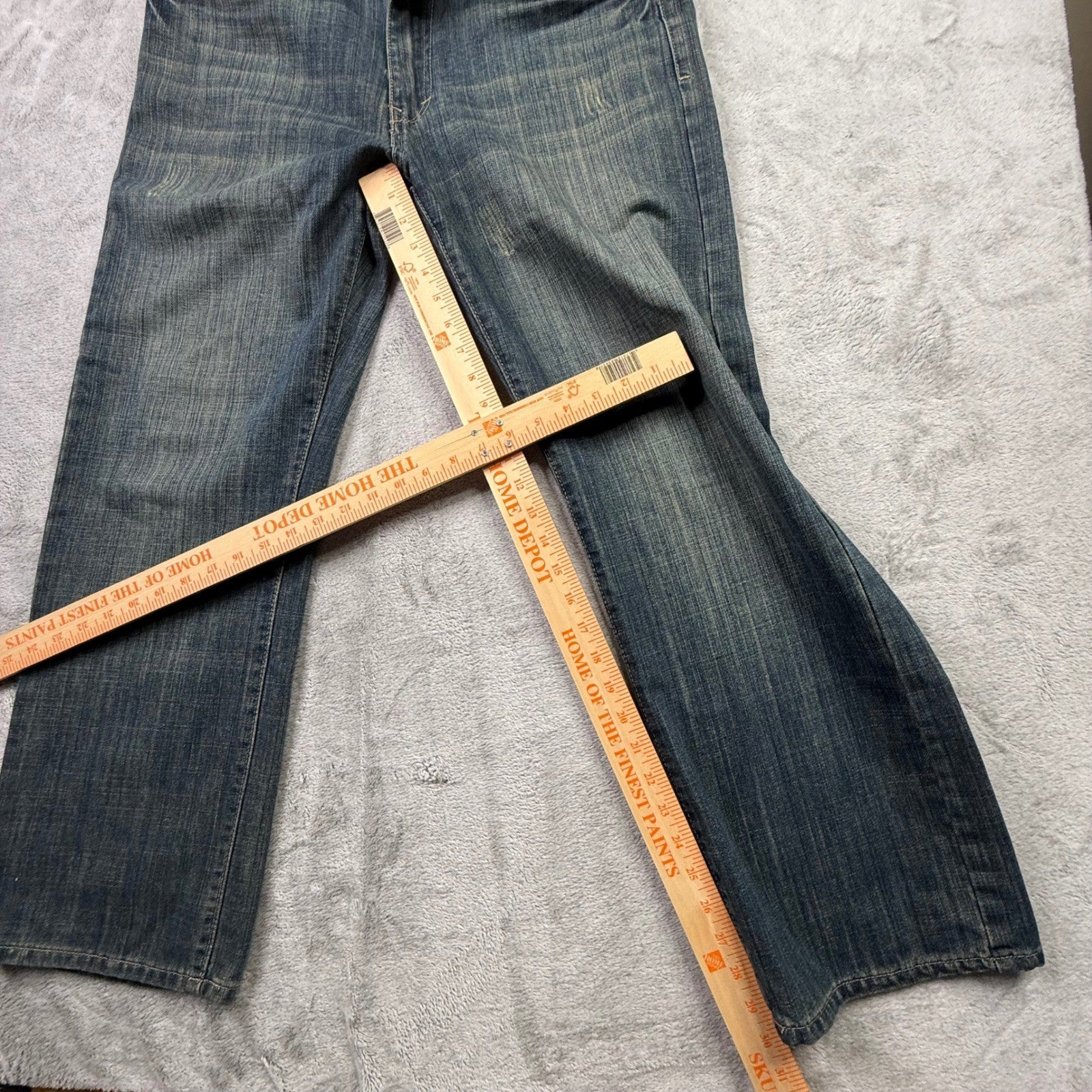 BASIC CODE JEANS Mens W34 L30 Blue Denim Straight Leg Distressed Style Jeans