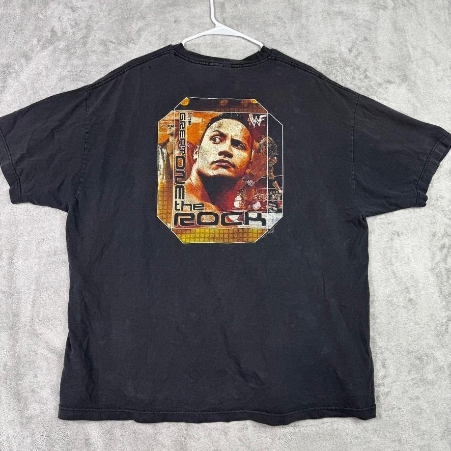 Vintage WWF The Rock Just Bring It T Shirt 2XL Black Graphic Tee