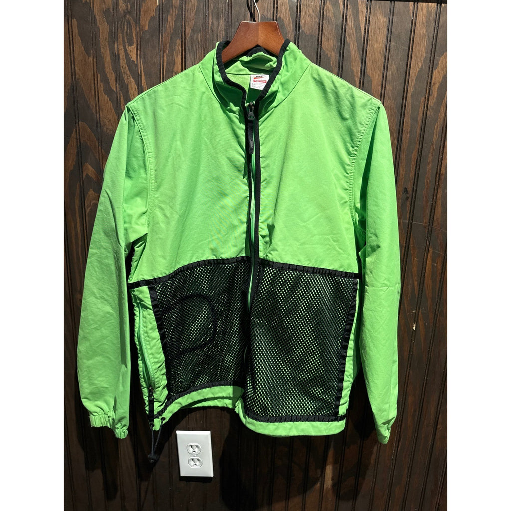 Supreme Nike Cotton Twill Shirt Jacket Lime Green Mesh Pockets Mens Large