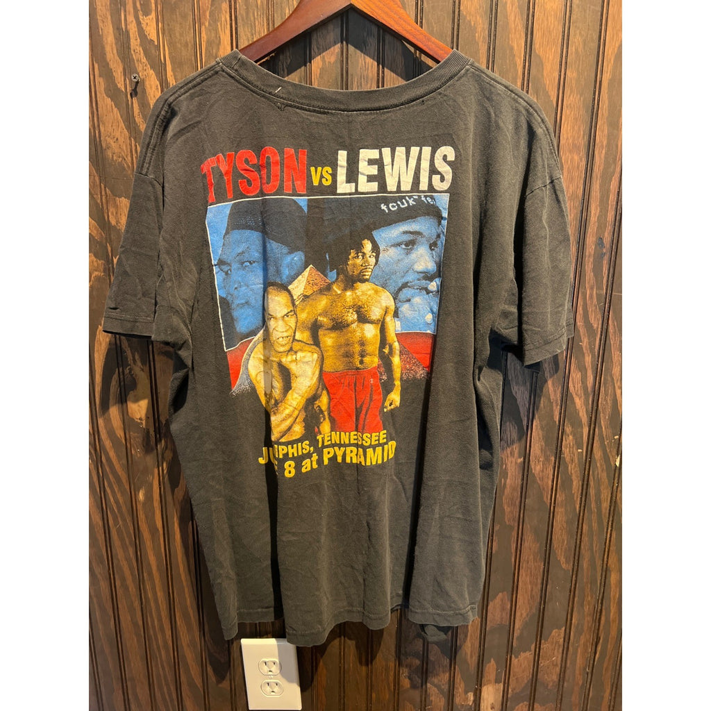 Vintage 2002 Lewis vs Tyson Rumble on the River Boxing T-Shirt Faded Black XL