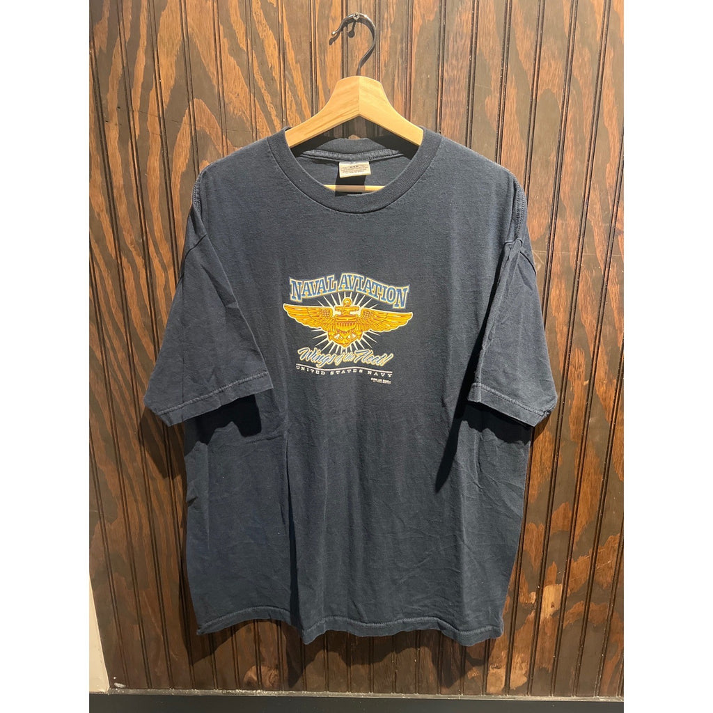 Vintage US Navy Naval Aviation Wings of the Fleet Graphic T-Shirt XL Made in USA