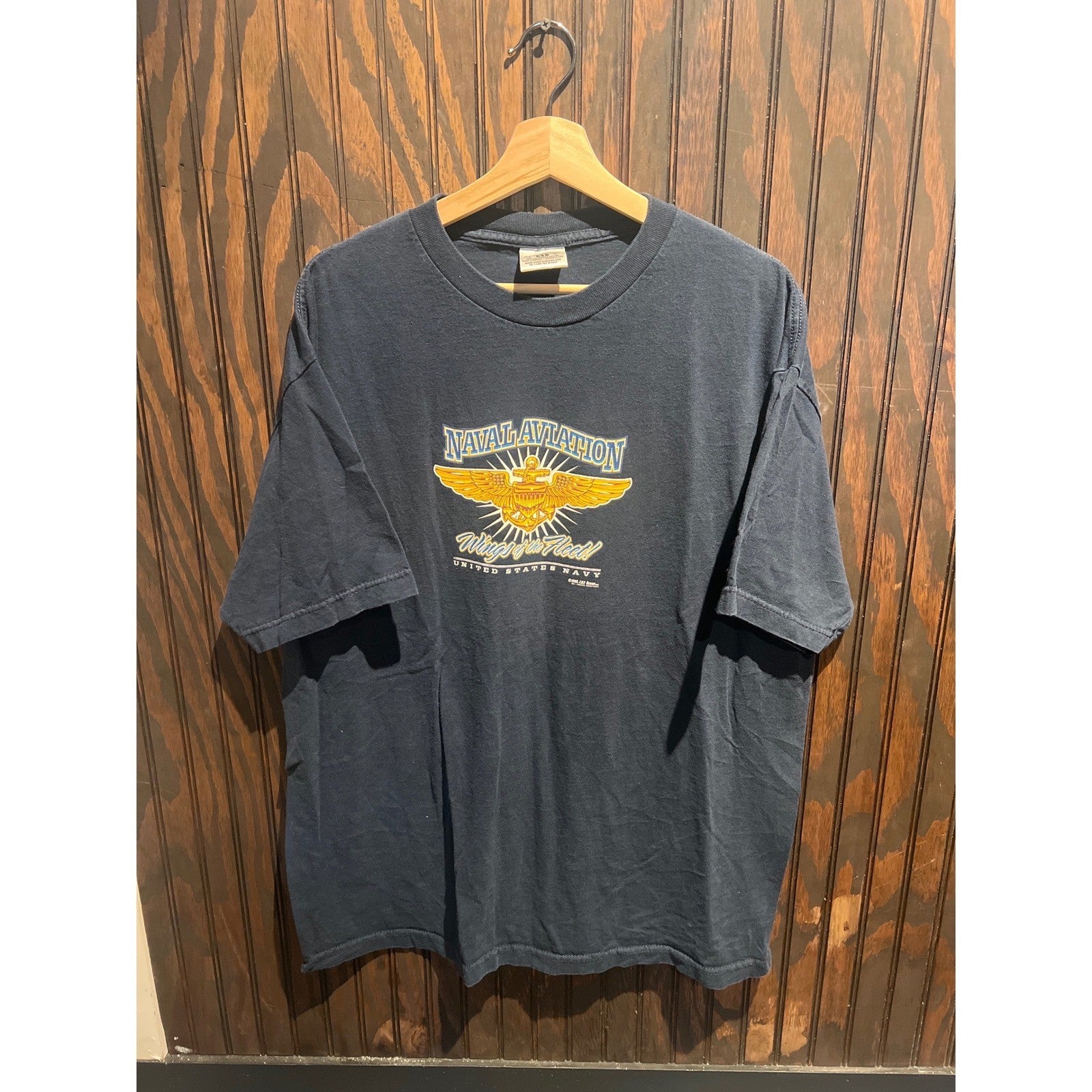 Vintage US Navy Naval Aviation Wings of the Fleet Graphic T-Shirt XL Made in USA