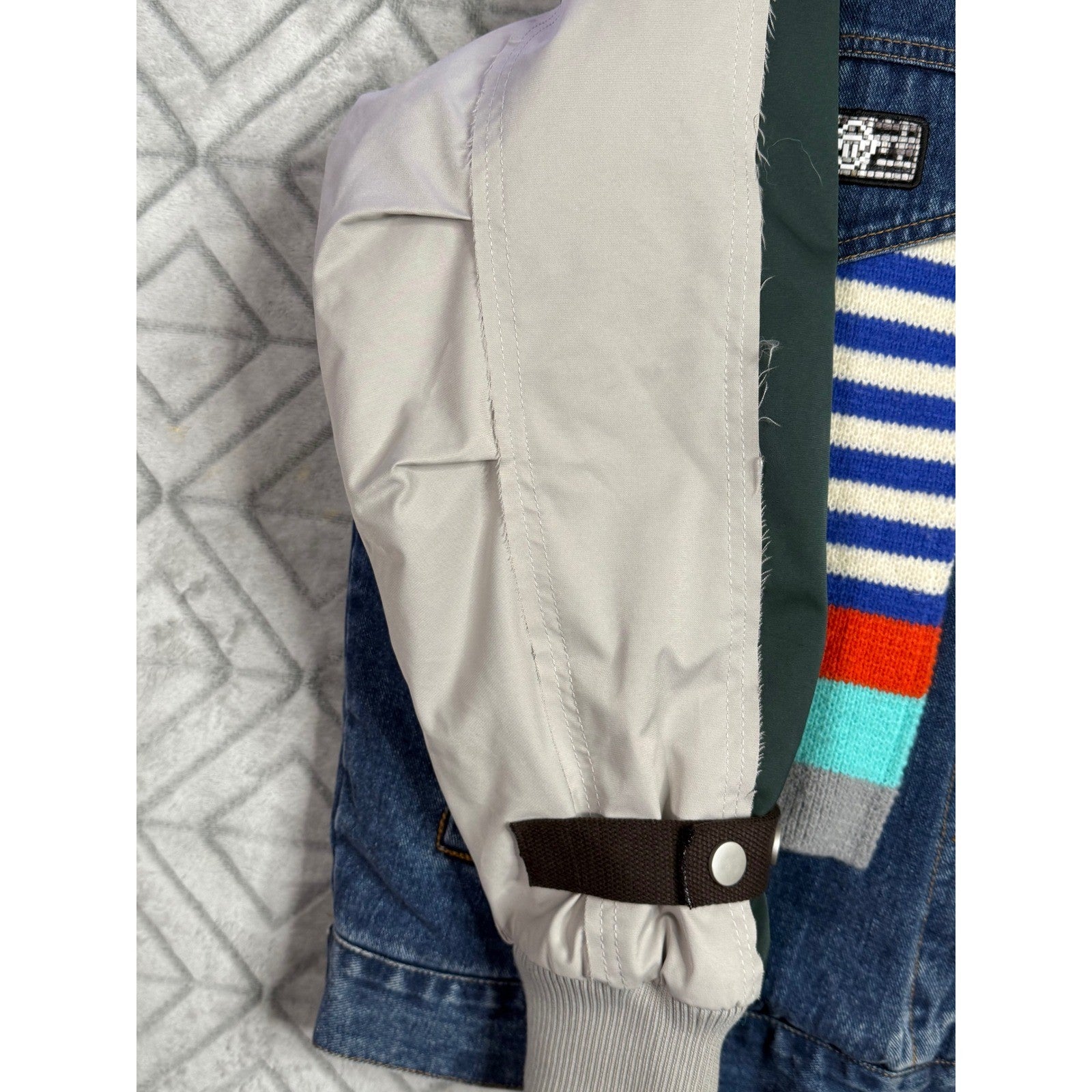 Mens Denim Jacket Patched Collage Graphic Embroidered Distressed Unique