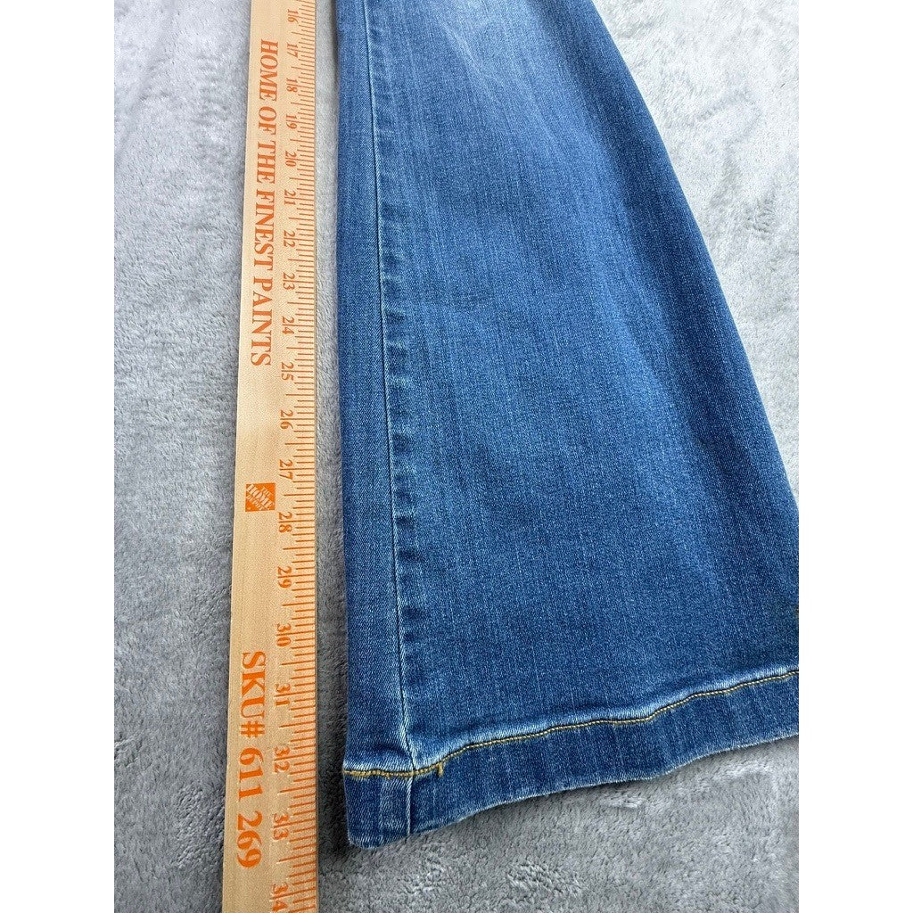Spanx Flare Jean High Rise Pull On Medium Wash Blue Denim Pants Size Small S
