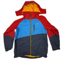 LL Bean Colorblock Hooded Jacket Youth L14 16 Red Blue Gray Zip Up Outerwear