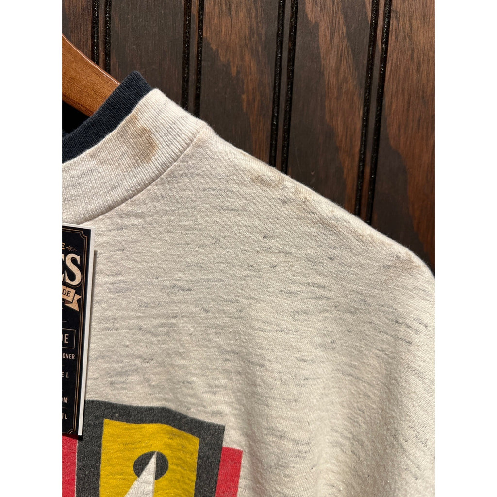 Vintage Lake Winnipesaukee Sailboat Graphic T-Shirt Double Collar Oatmeal 80s