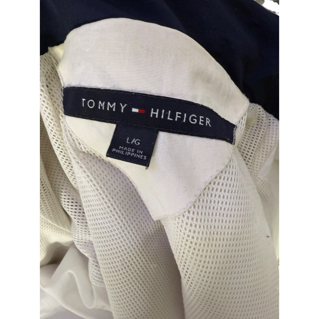 Tommy Hilfiger White Full Zip Jacket Men's L/G Hooded Windbreaker Vintage