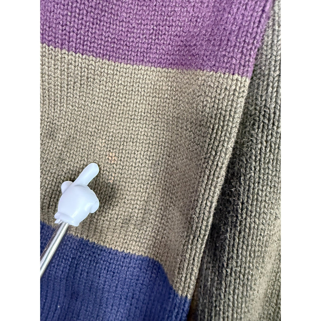 WOODS GRAY Mens Colorblock Striped Crewneck Sweater Size L 100 Percent Cotton