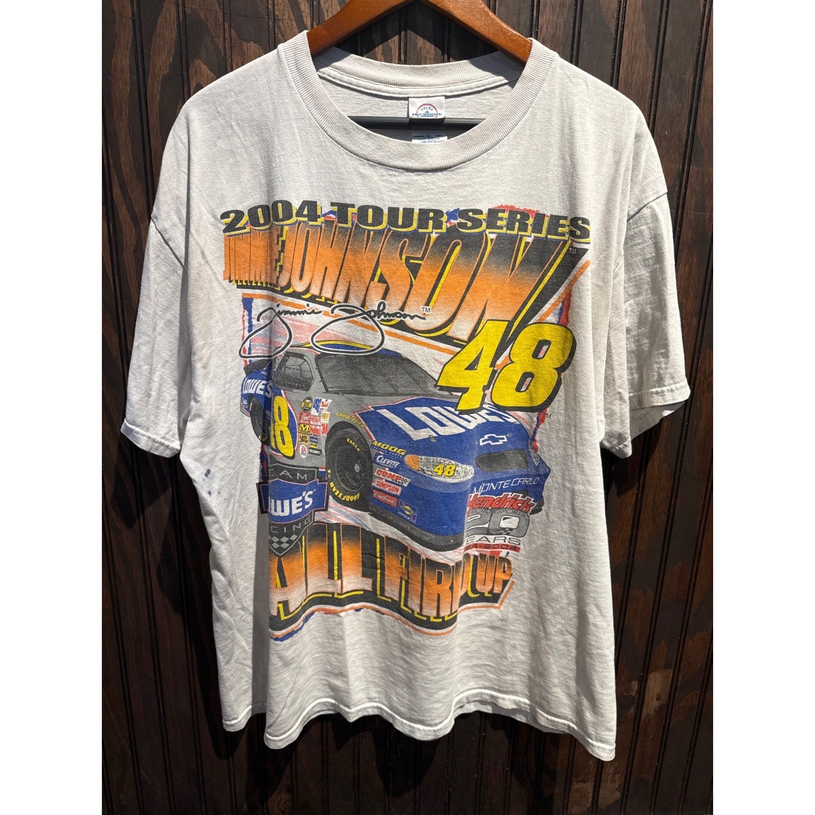 Vintage 2004 Jimmie Johnson NASCAR Tour Series T-Shirt Mens XL Delta Pro Weight