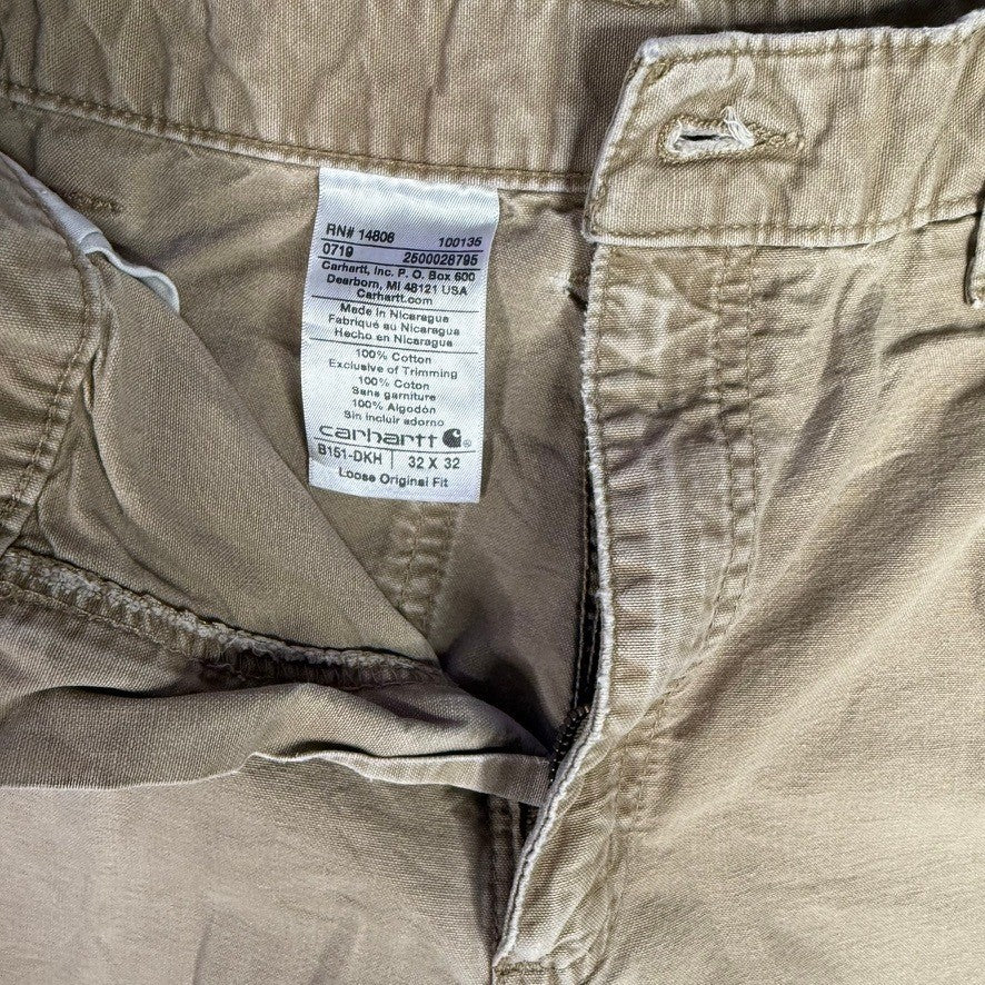 Carhartt B151 DK H Khaki Loose Original Fit Carpenter Pants Mens 32x32
