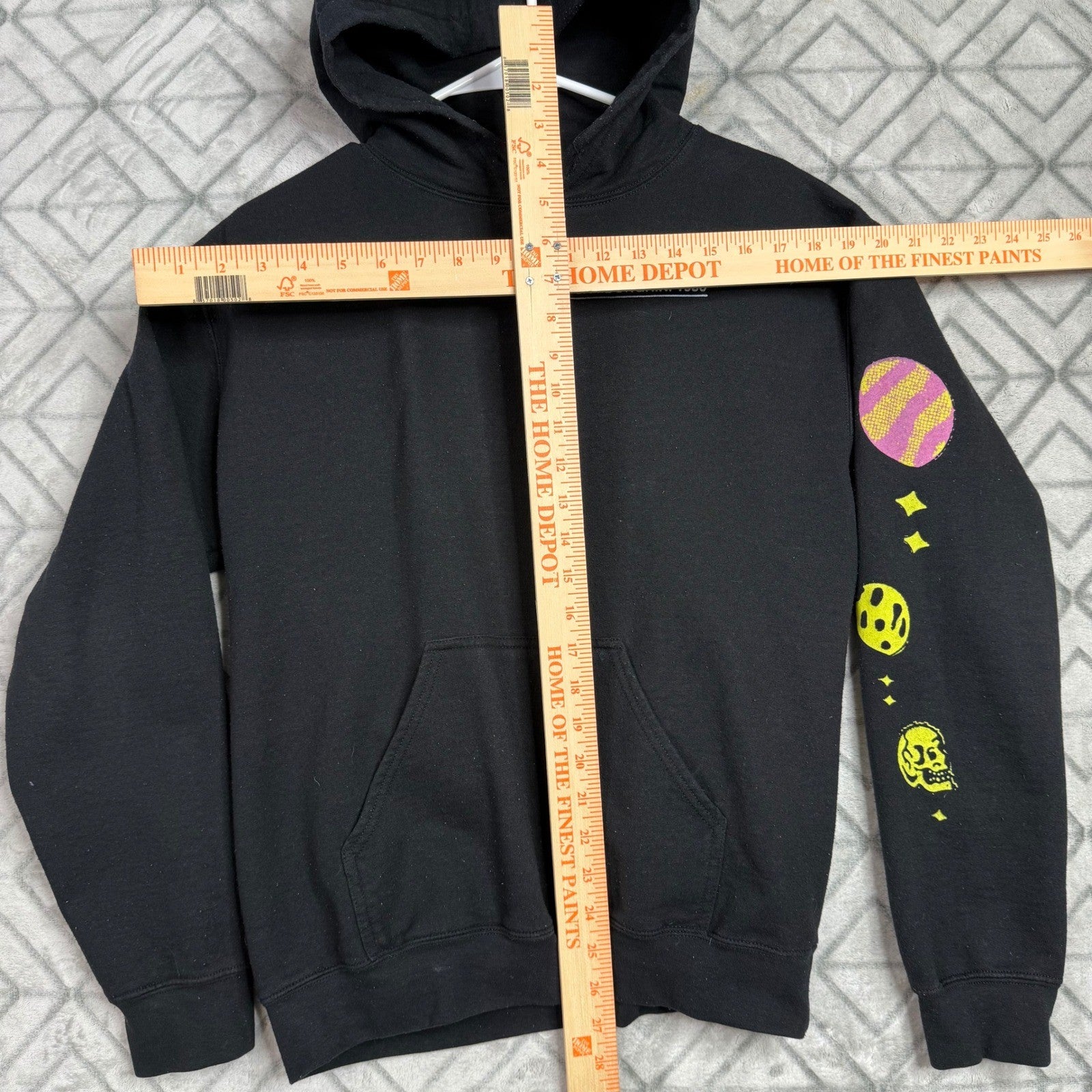 Black Graphic Hoodie Sweatshirt Samborghini 1986 Skeleton Cosmic Art MenS Size S