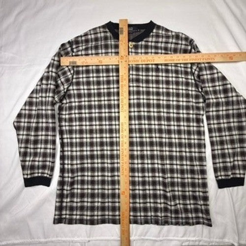 Polo Ralph Lauren Plaid Henley Long Sleeve Shirt Men's XL Brown Black White