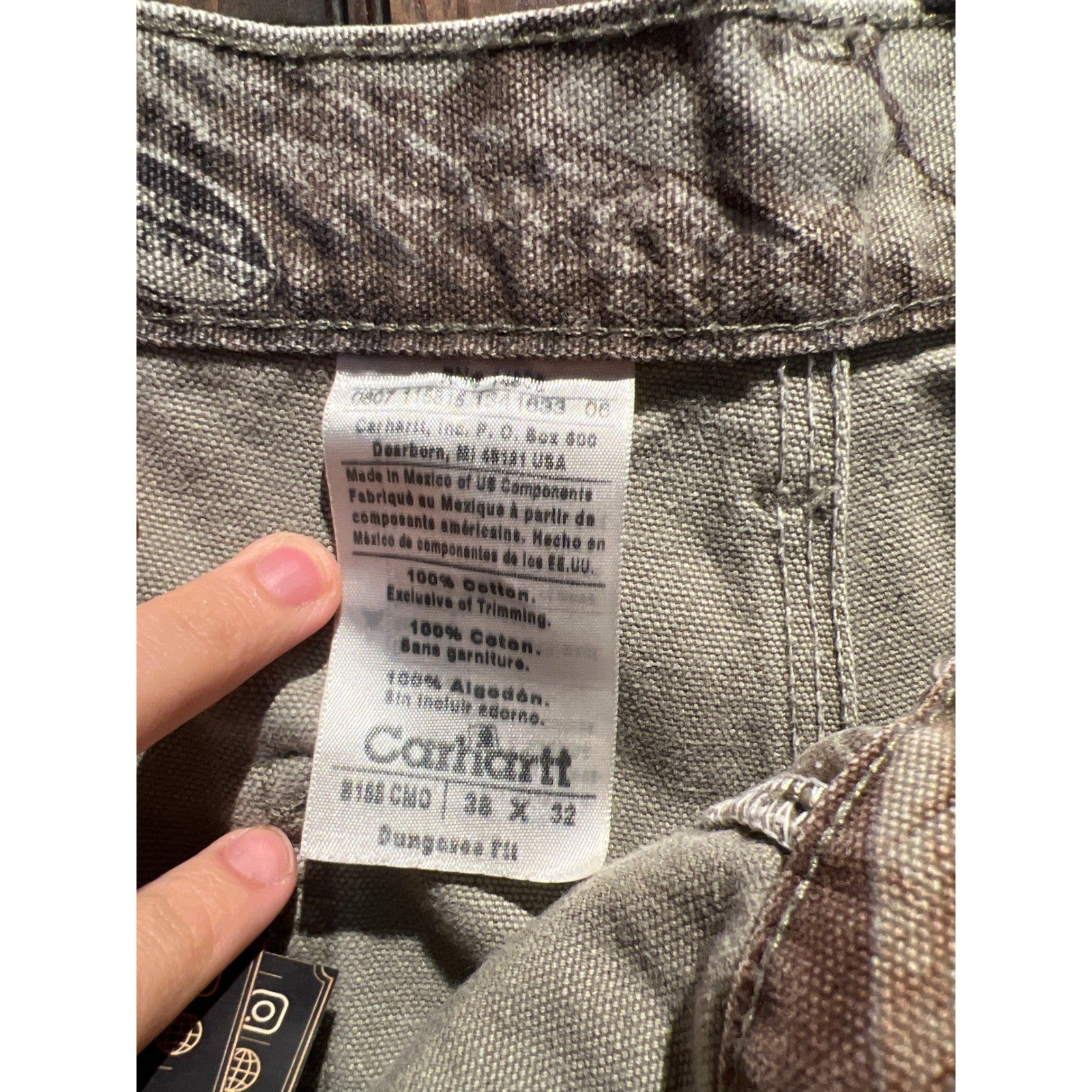 Carhartt B158 CMO Mens RealTree Camo Dungaree Fit Canvas Carpenter Pants 38x32
