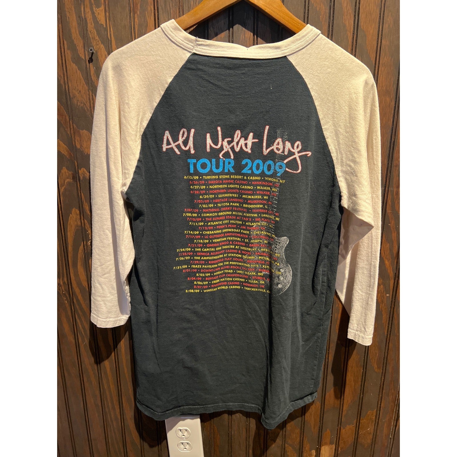 Champion Billy Squier All Night Long 09 Raglan Baseball Tee Black White Medium
