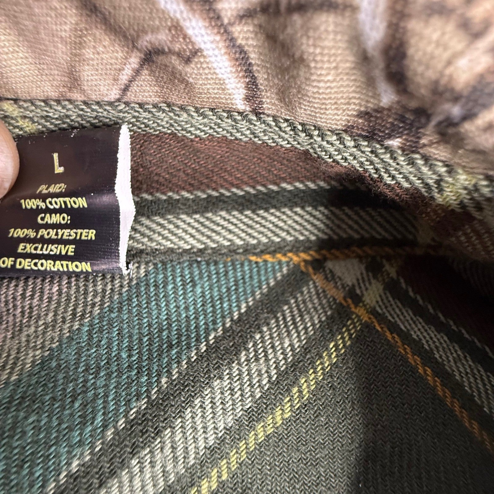 Mens Realtree Camouflage Button Down Shirt Long Sleeve Flannel Lined Size Large