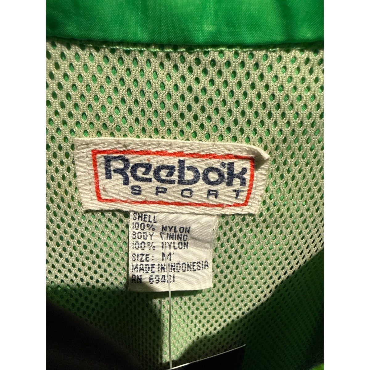 Vintage Reebok Windbreaker Jacket Black Green Blue Colorblock 90s Mens XL 24x33