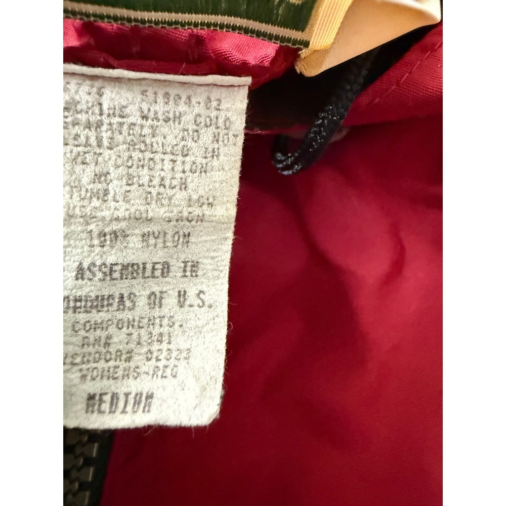 LLBean Colorblock Anorak Hooded Jacket Pullover Red Green Teal Size Large