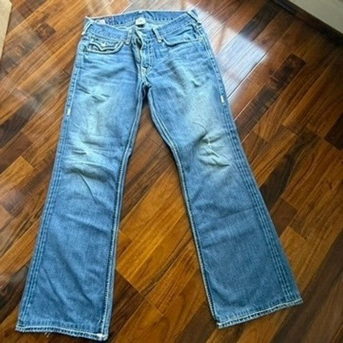 True Religion Joey Super T Flare Jeans Mens 33 Medium Wash Blue Made in USA