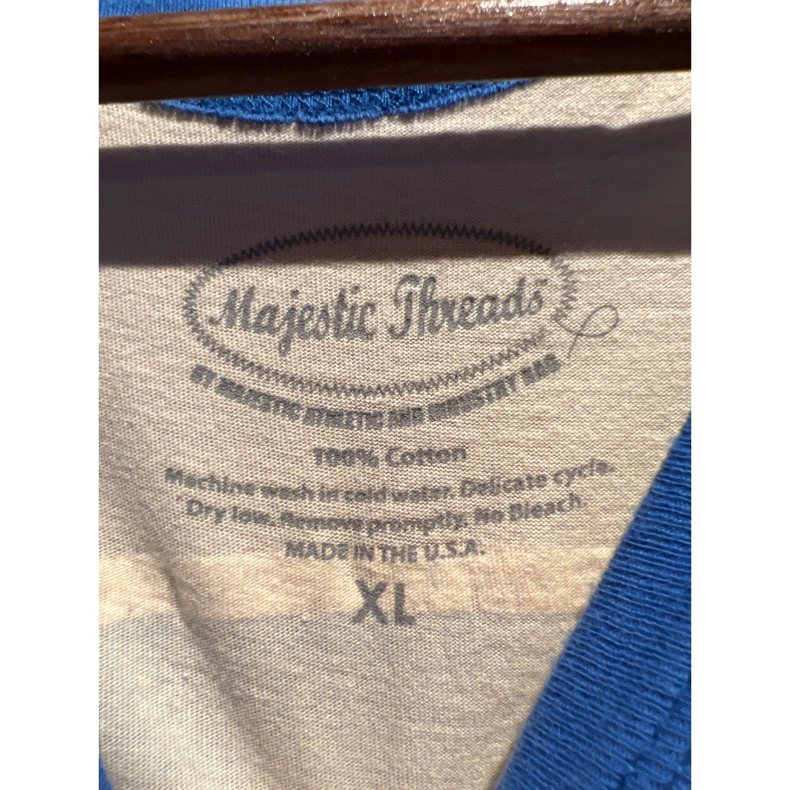 Majestic Threads Chicago Cubs Raglan Baseball Shirt Blue Cream 3/4 Sleeve Mens L