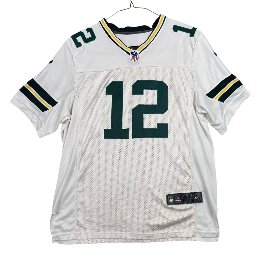 Nike Green Bay Packers Aaron Rodgers 12 NFL Football Jersey Men 44 White