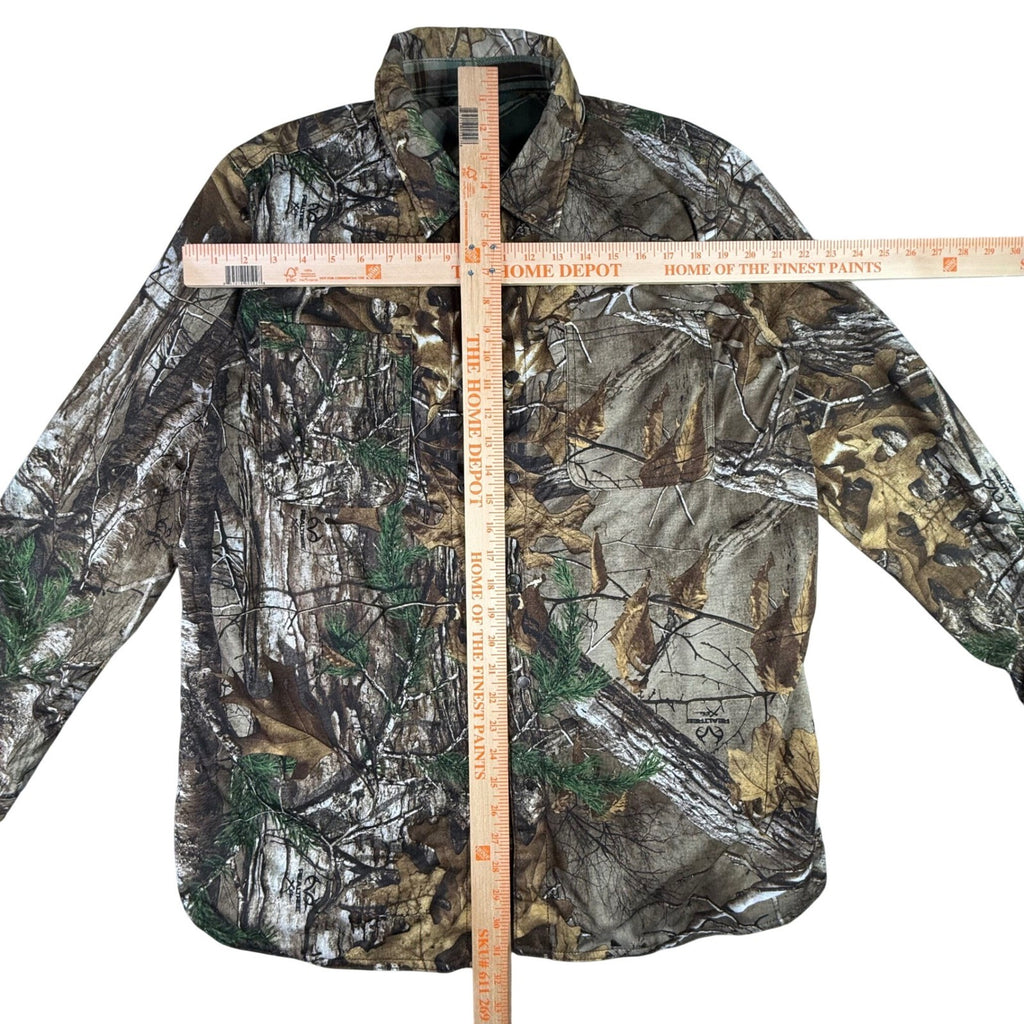 Mens Realtree Camouflage Button Down Shirt Long Sleeve Flannel Lined Size Large