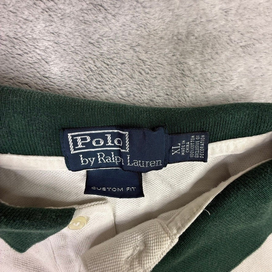 Polo Ralph Lauren Men's White Black Watch Rugby Polo Shirt Custom Fit XL
