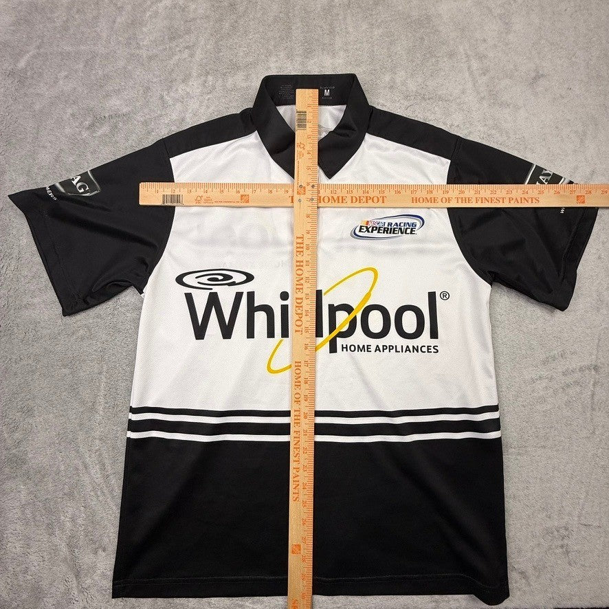 Mens Whirlpool Racing Experience Polo Shirt Black White Short Sleeve Size M