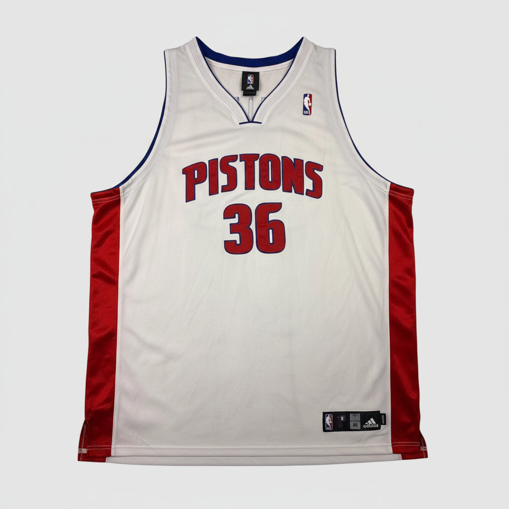 Detroit Pistons Ben Wallace Adidas Basketball Jersey Size 56 White Red Blue