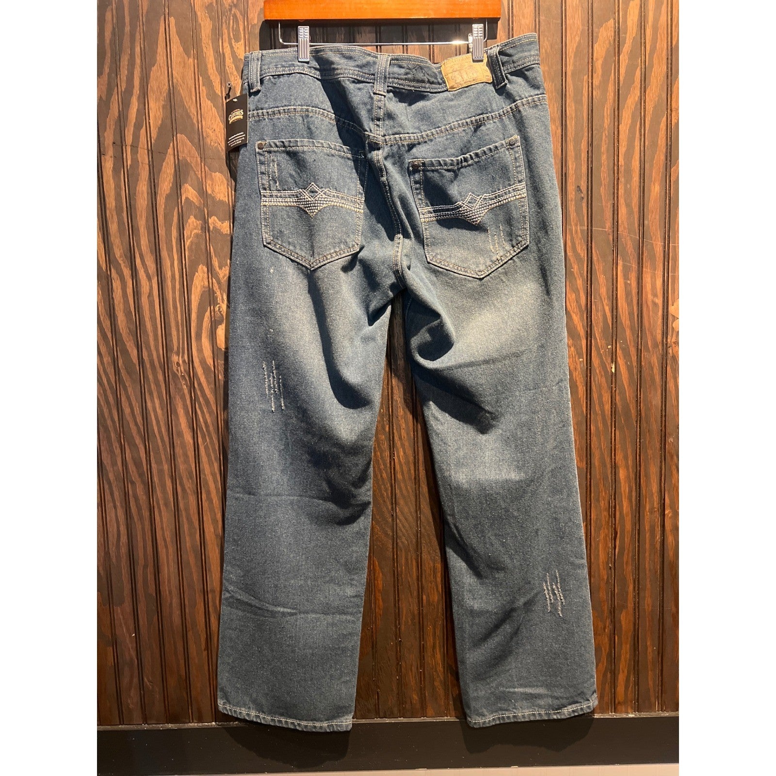 Jinzu Original Denim Jeans Co Mens 36x30 Distressed Straight Leg Streetwear Blue