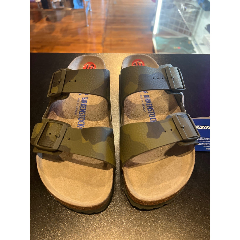 Birkenstock Arizona Camouflage Birko-Flor Mens Slide Sandals Green Camo 1022415