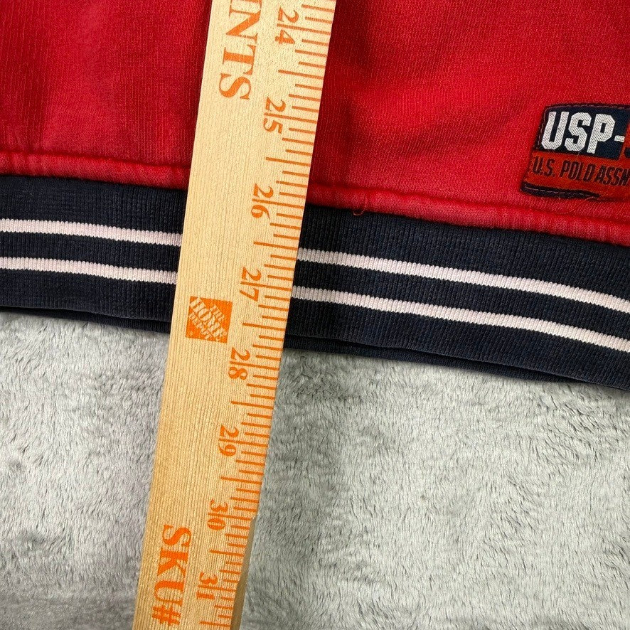 US POLO ASSN Red Hoodie Sweatshirt Since 1890 Graphic Print Pullover Size XL