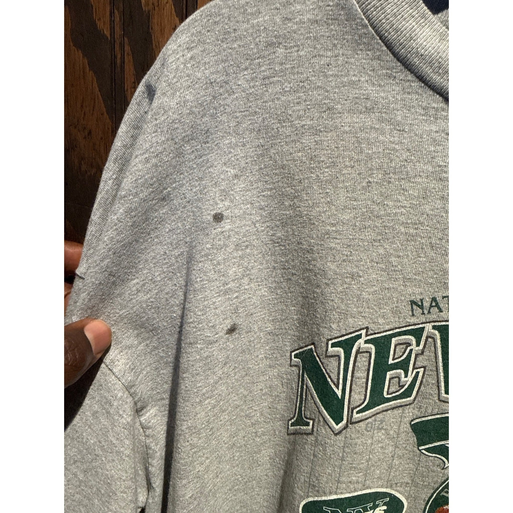 NFL New York Jets Long Sleeve Graphic T-Shirt Gray Mens XL 25x31 Vintage Style