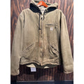 Carhartt Vintage Sherpa Lined Hooded Duck Canvas Jacket Olive Green 2XL J141 OVL
