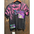 Diesel Mens Graphic T-Shirt Black Pink Zebra Patchwork Punk Crew Neck Tee S