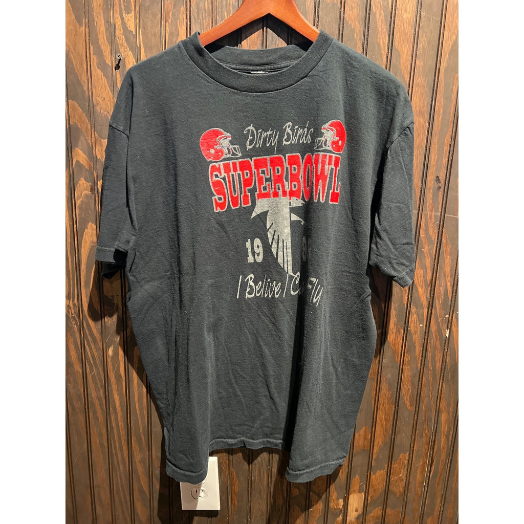 Vintage 1998 Atlanta Falcons Super Bowl Dirty Birds Shirt Black XL Single Stitch