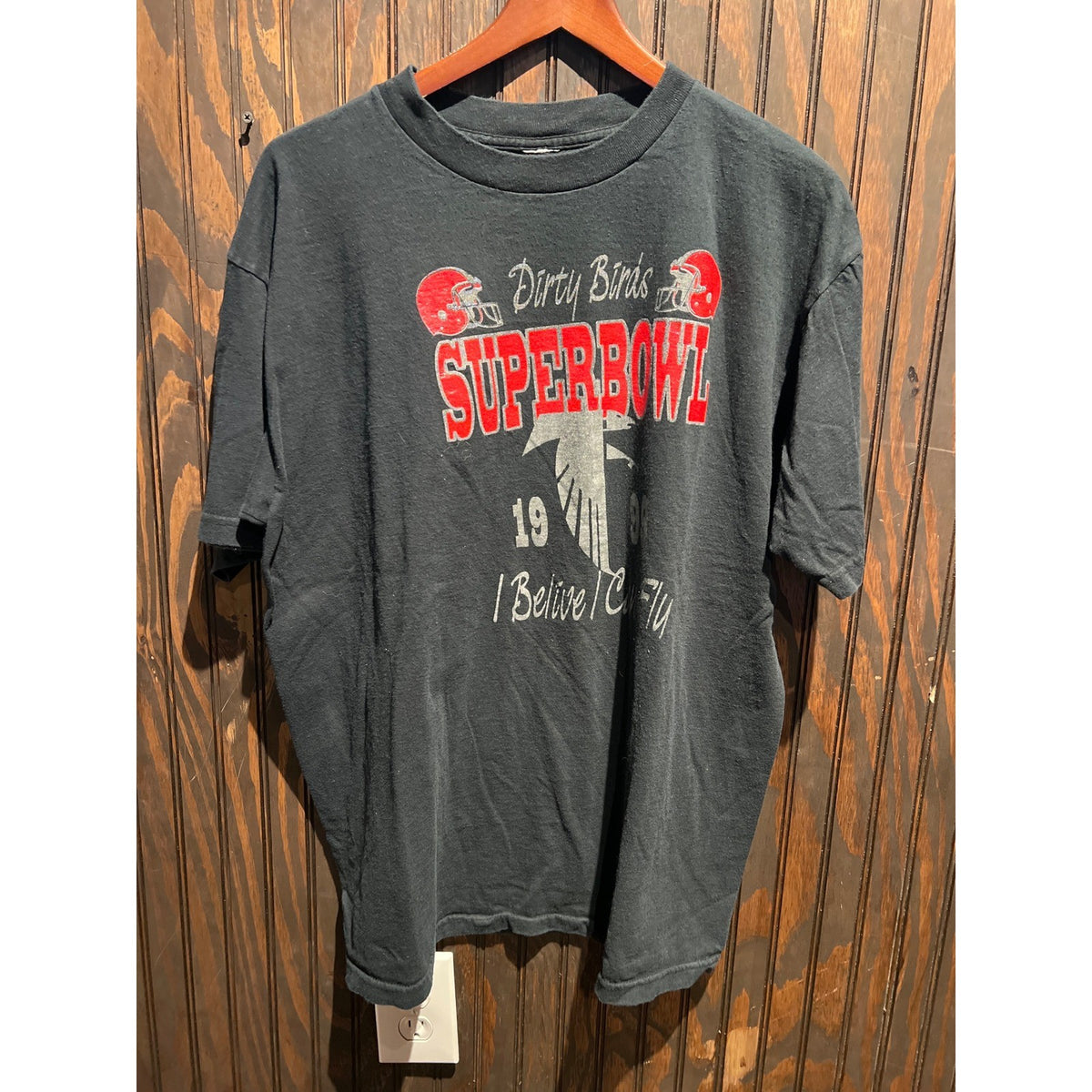 Vintage 1998 Atlanta Falcons Super Bowl Dirty Birds Shirt Black XL Single Stitch