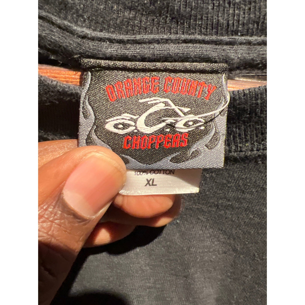 Orange County Choppers Long Sleeve Shirt Black Red Flames Biker Graphic XL