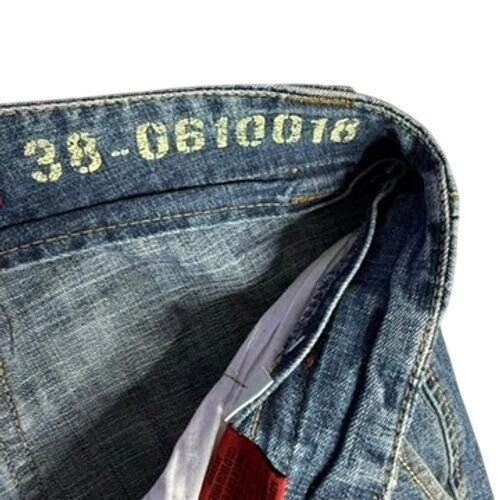 Girbaud Jeans Mens 38x30 Relaxed Fit Carpenter Cargo Denim Pants Yellow Logo