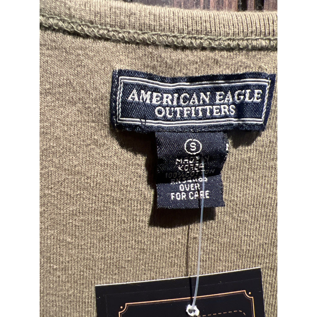 American Eagle Outfitters Womens Olive Green V-Neck Tank Top Sleeveless Small
