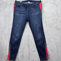 True Religion Jennie Mid Rise Skinny Jeans Womens Size 34 Red Stripe