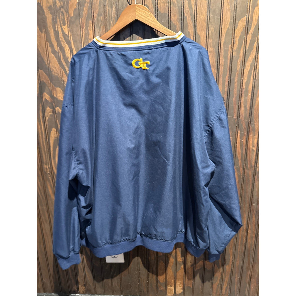 Vintage Pro Player Georgia Tech Yellow Jackets V-Neck Windbreaker Navy Mens XL