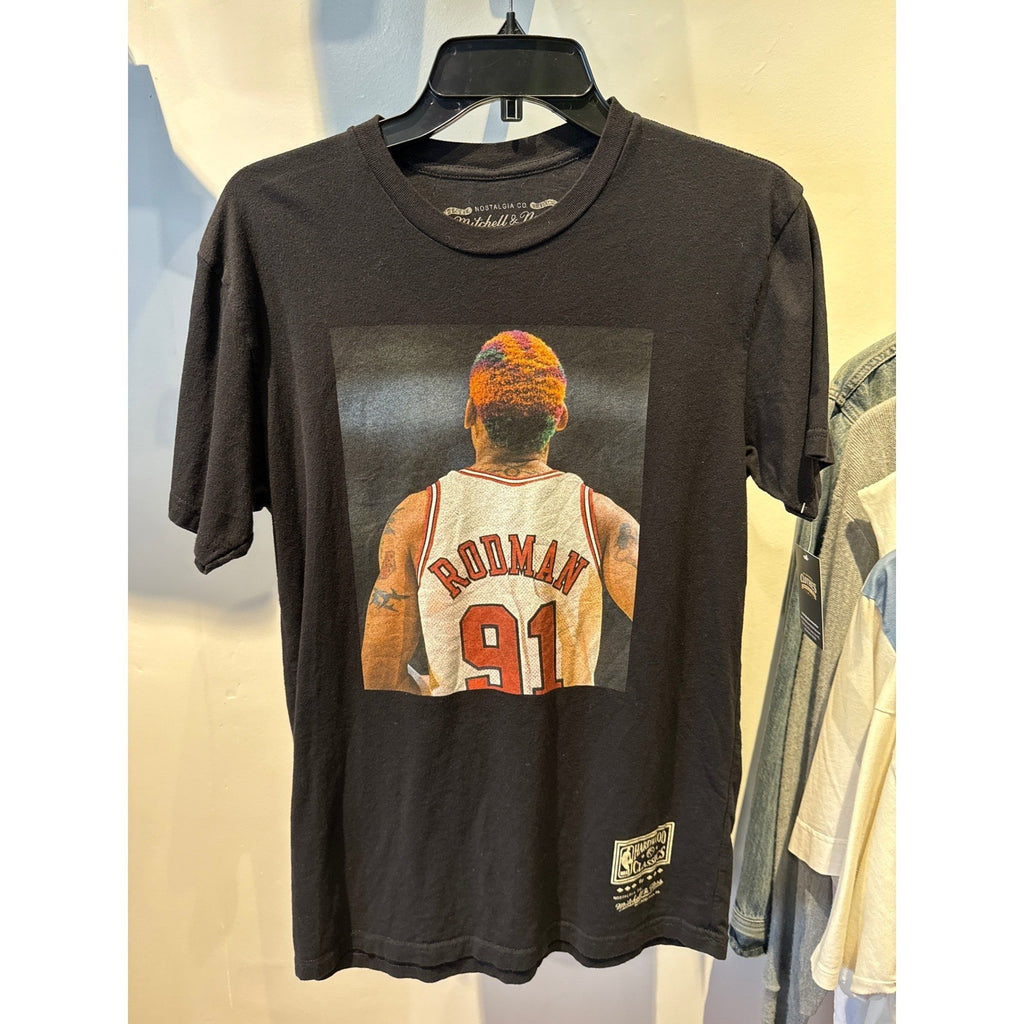 Mitchell & Ness Dennis Rodman Chicago Bulls Black Graphic T-Shirt Mens Medium