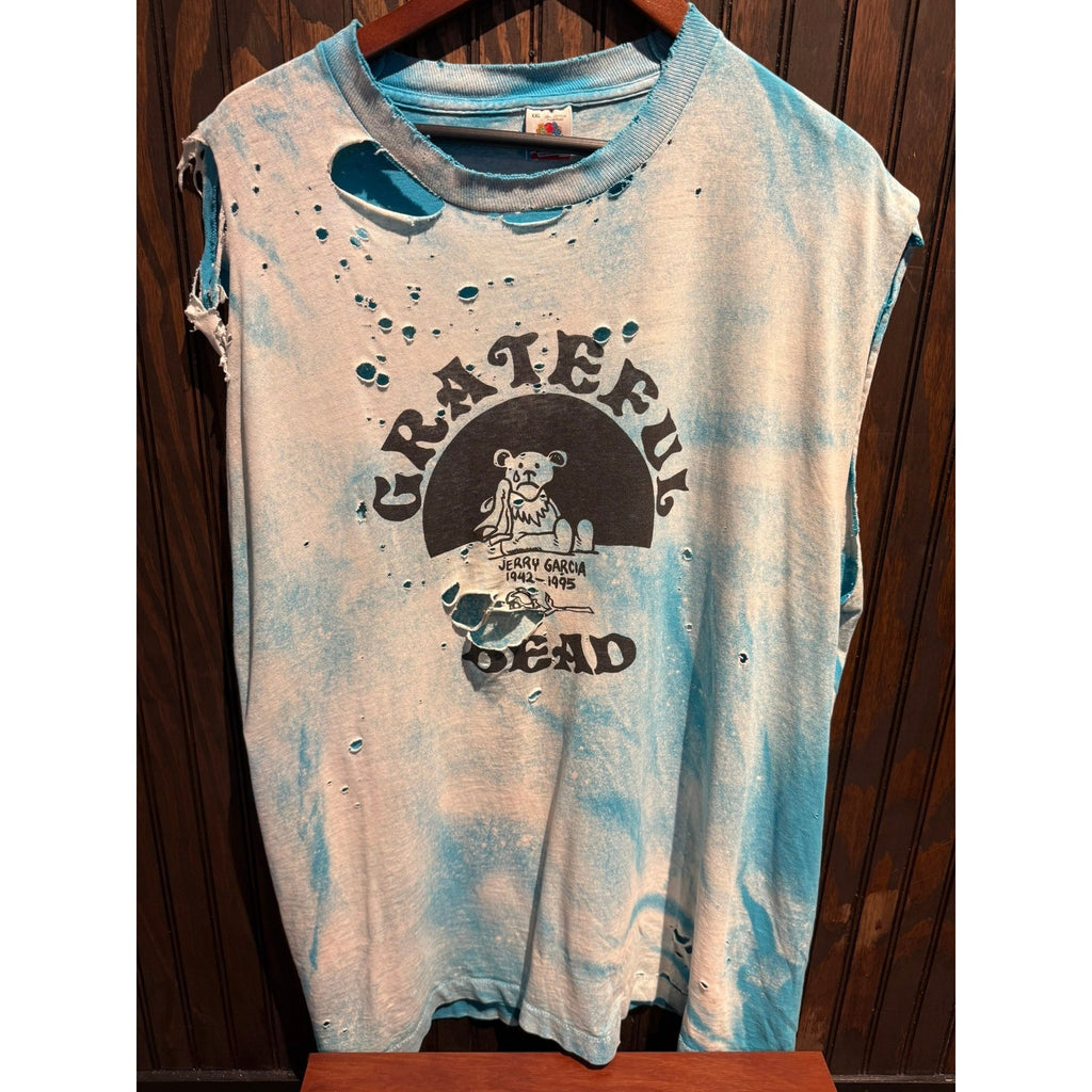 Vintage Grateful Dead Jerry Garcia 1995 Tie Dye Distressed Muscle Tee XXL USA