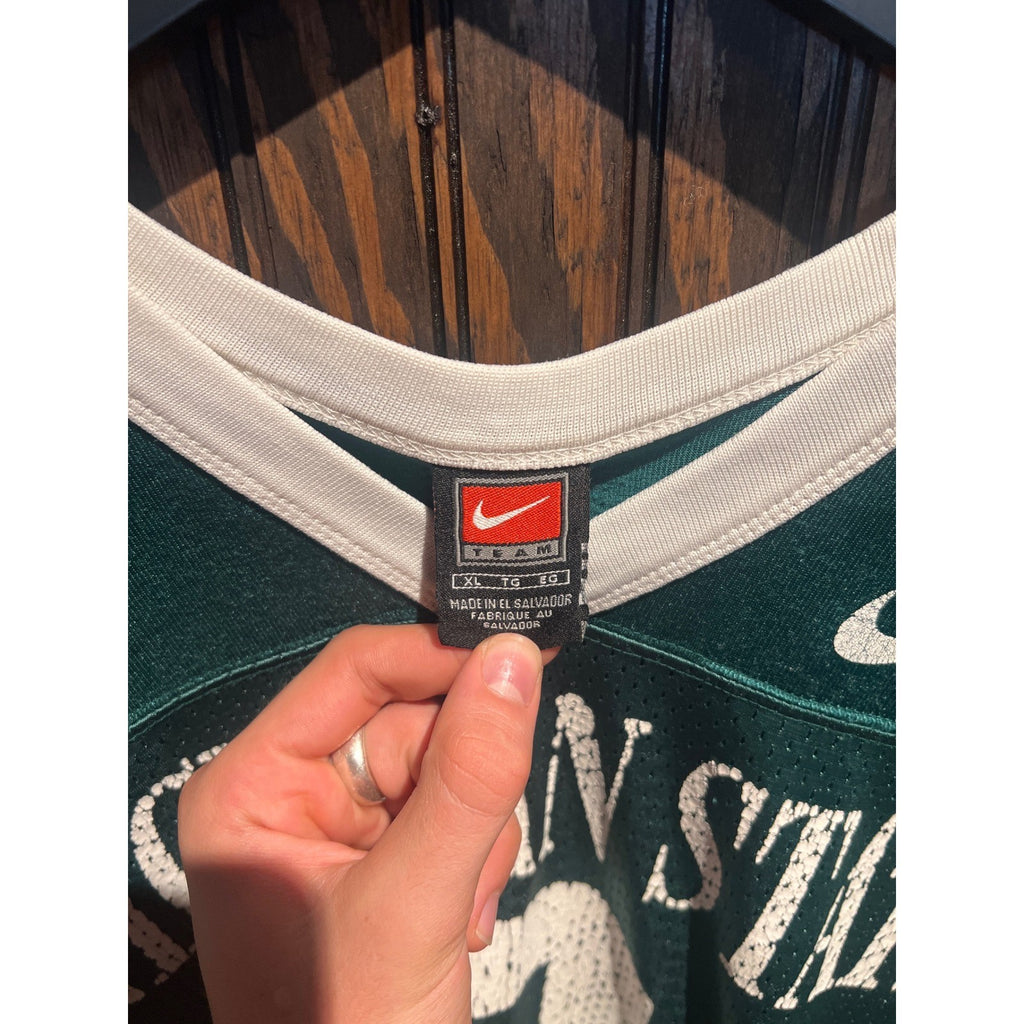 Vintage Nike Michigan State Spartans Football Jersey Green White XL 34x26