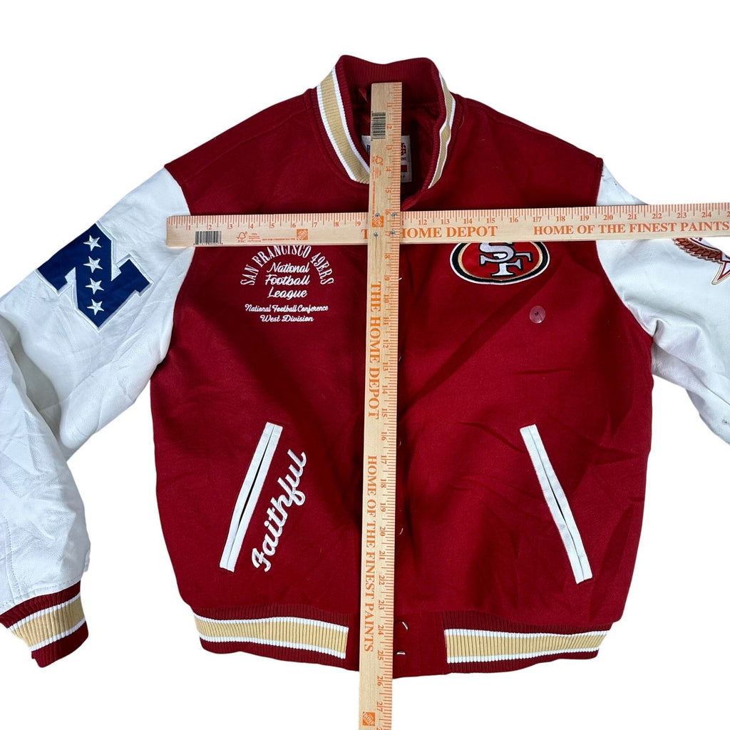 Ultra Game NFL San Francisco 49ers Varsity Jacket Red White Mens Medium