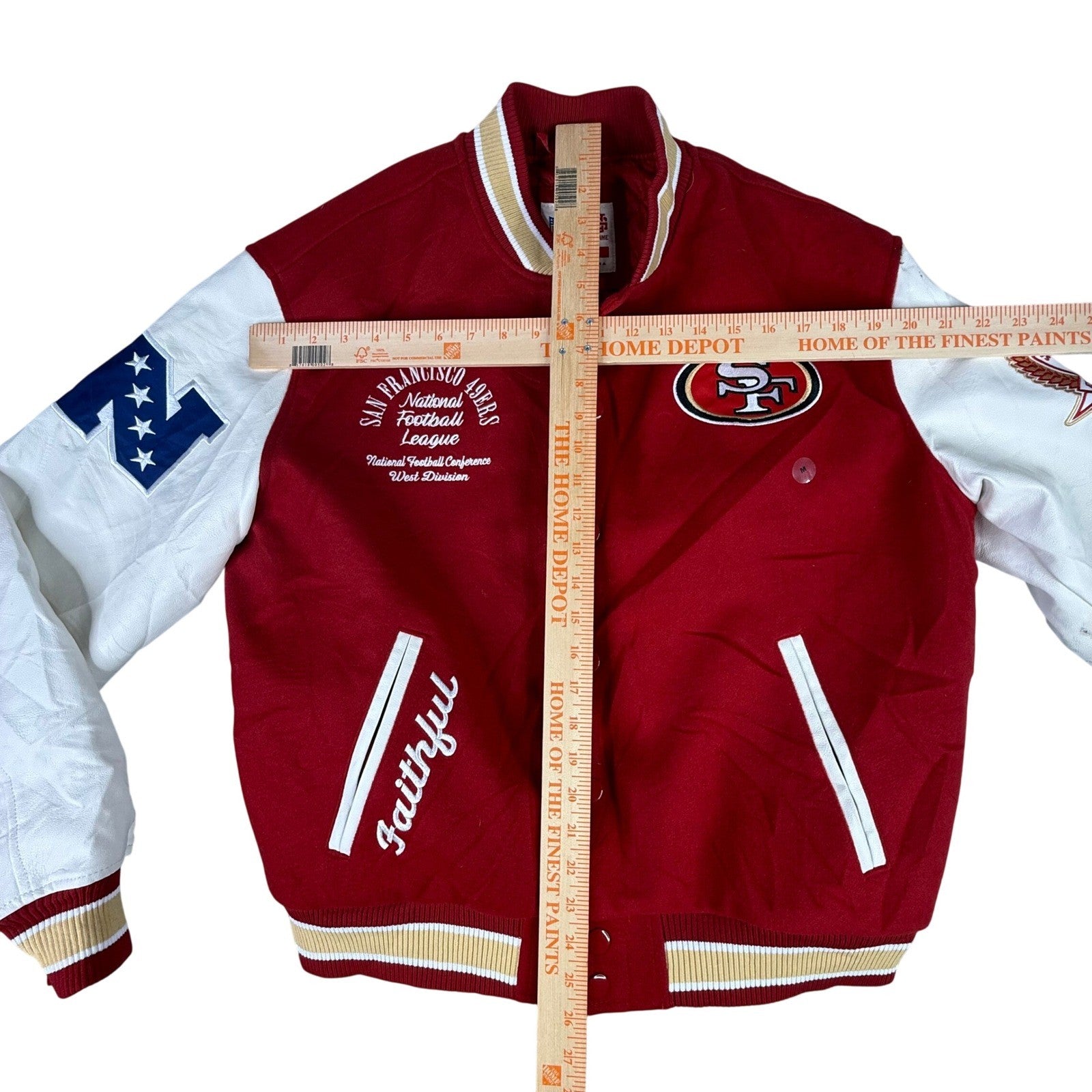 Ultra Game NFL San Francisco 49ers Varsity Jacket Red White Mens Medium