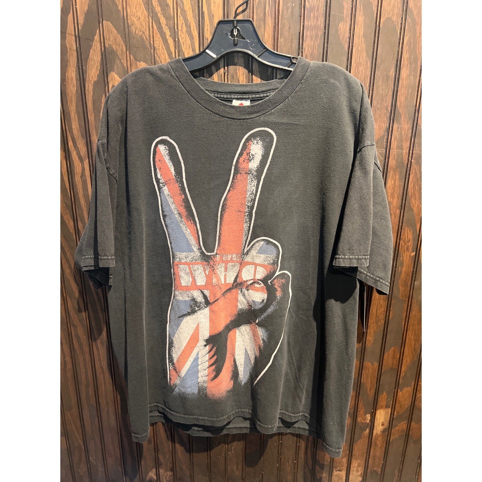 The Who Alstyle Graphic T-Shirt XL Faded Black Union Jack Peace Sign Rock Band