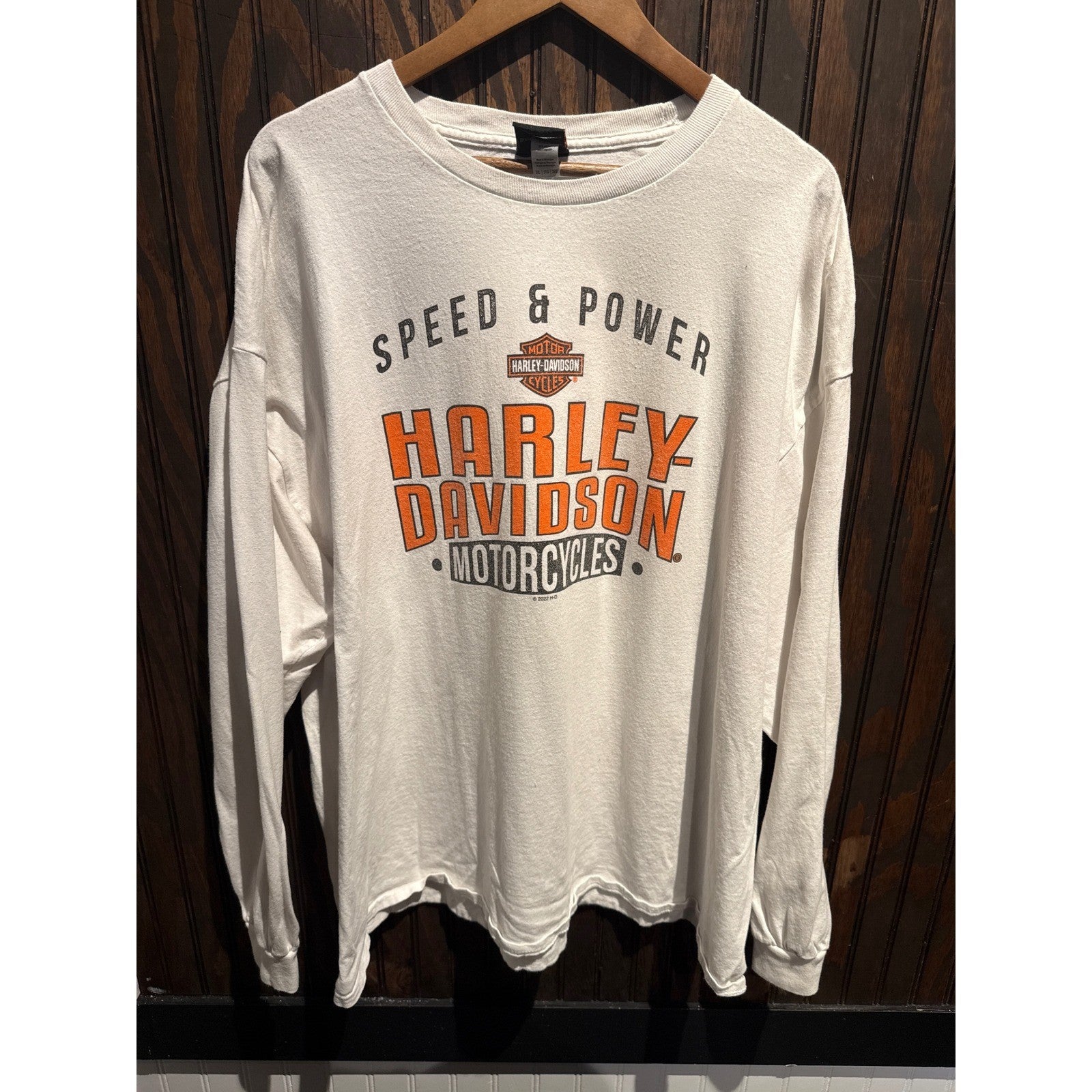 Harley Davidson Speed & Power Long Sleeve Graphic T-Shirt White Mens 2XL 27x30