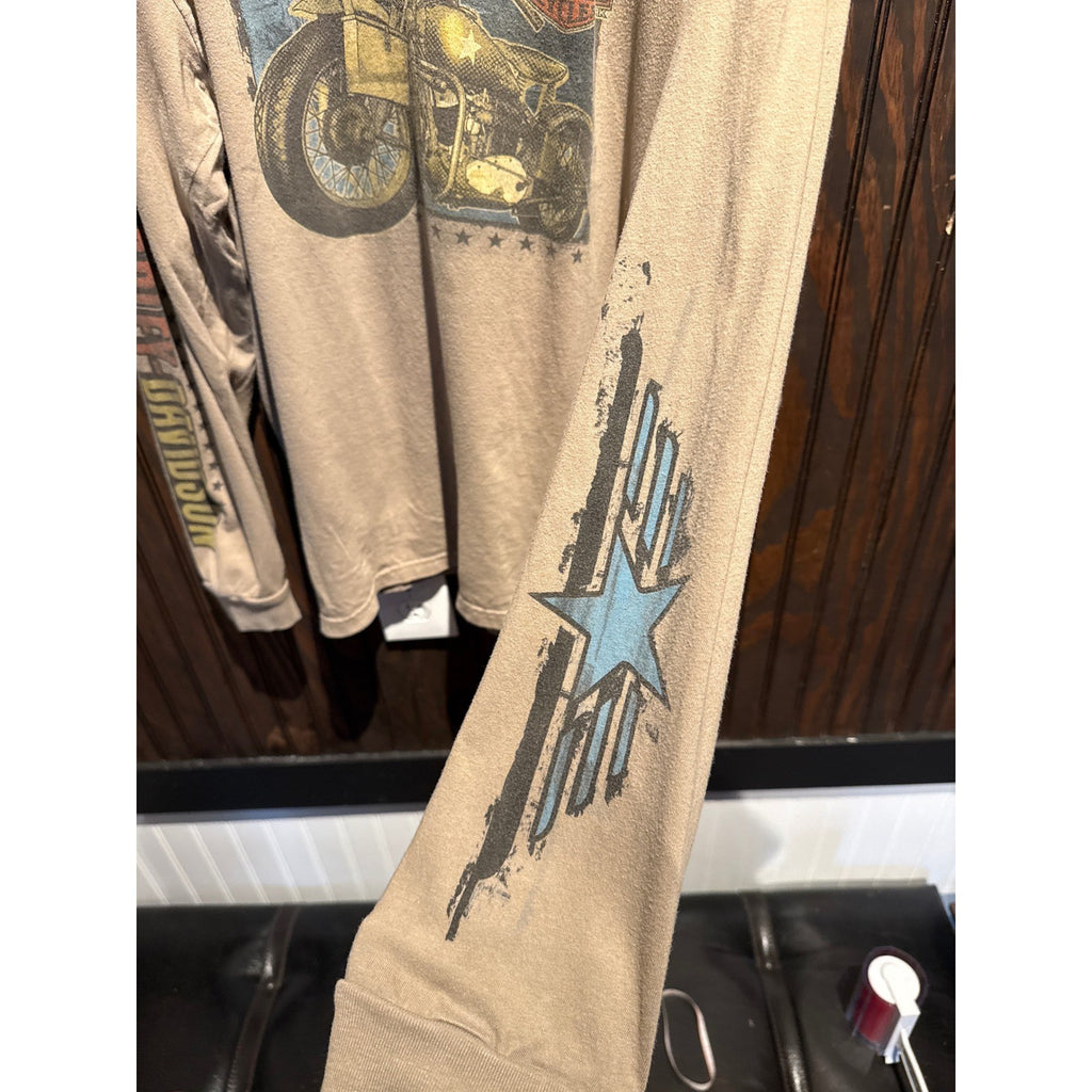 Harley-Davidson Legendary Motorcycle Graphic Long Sleeve Shirt Tan Mens 2XL