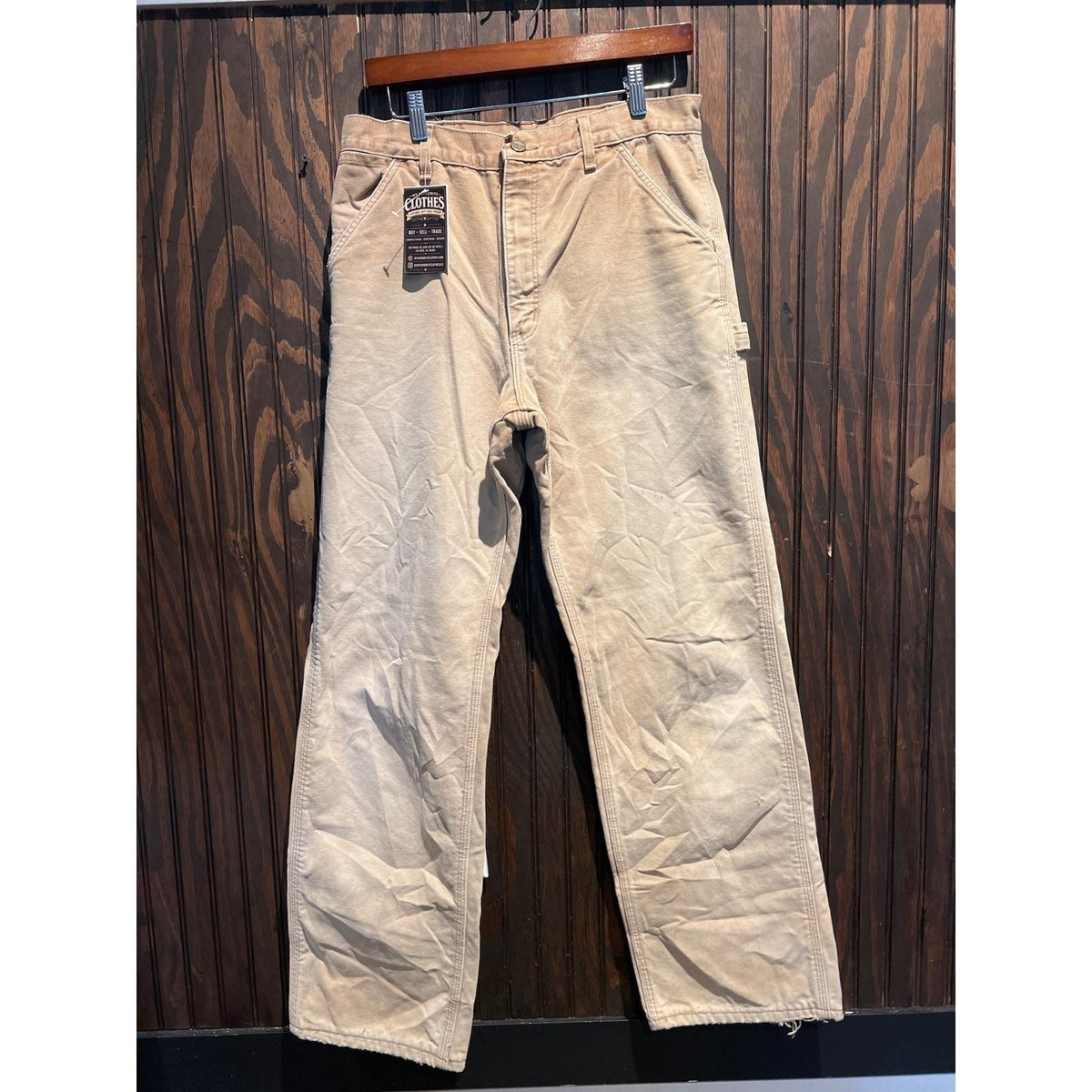 Carhartt B111BRN Flannel Lined Duck Carpenter Pants Brown Mens 32x30 Made in USA